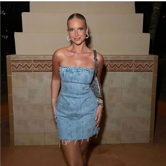 Zara NEW Denim Strapless Mini Dress Size XS - Picture 5 of 13